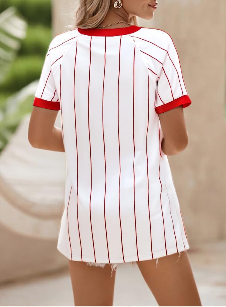 Baseball Mom Shirt Woman Sequin Baseball Game Day Shirts Baseball Season Tee Casual Short Sleeve Tops - Image 6