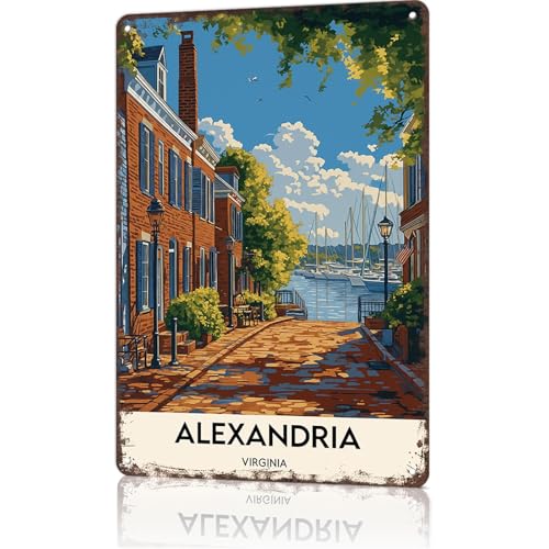 Vintage Signs Poster Alexandria Virginia Sign Wall Art for Bedroom Home Living Room Garage Office...