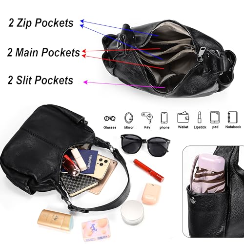 Image of YALUXE Women's Real Leather Shoulder Bags Hobo Handbags Purse Crossbody Bag