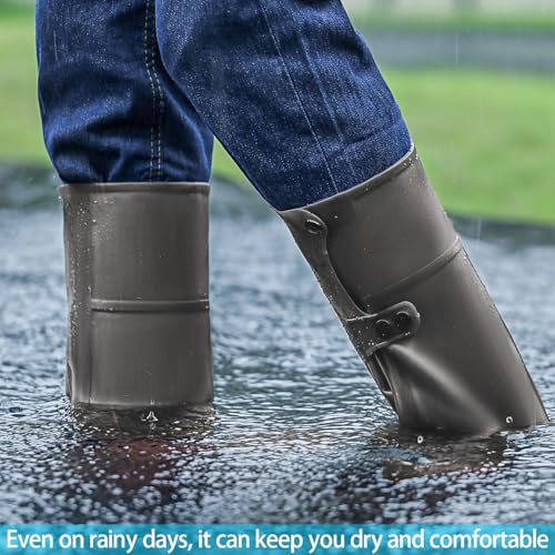 Image of Silicone Reusable Waterproof Shoe Covers for Rain, 13.39 Inch Foldable Tall Boot Design Rain Cover for Shoes