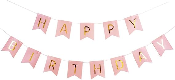 Rosa Geburtstagsdeko Set - Happy Birthday Girlande Mit Schleifen