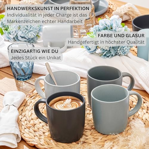 SÄNGER Leeds | Kombiservice 20 teilig, Steingut Geschirr 4 Personen, 4x Speiseteller 4x Dessertteller 4x Schalen 4x Pastateller 4x Kaffeebecher, Teller Set bunt | VALUE COLLECTION