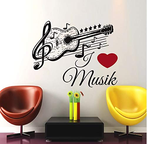 xlei Etiqueta De La Pared Música Guitarra Etiqueta De La Pared Negro Extraíble Arte Autoadhesivo Wallpaper Vinilo Nota Musical Tatuajes De Pared Decoración para El Hogar 59X74 Cm