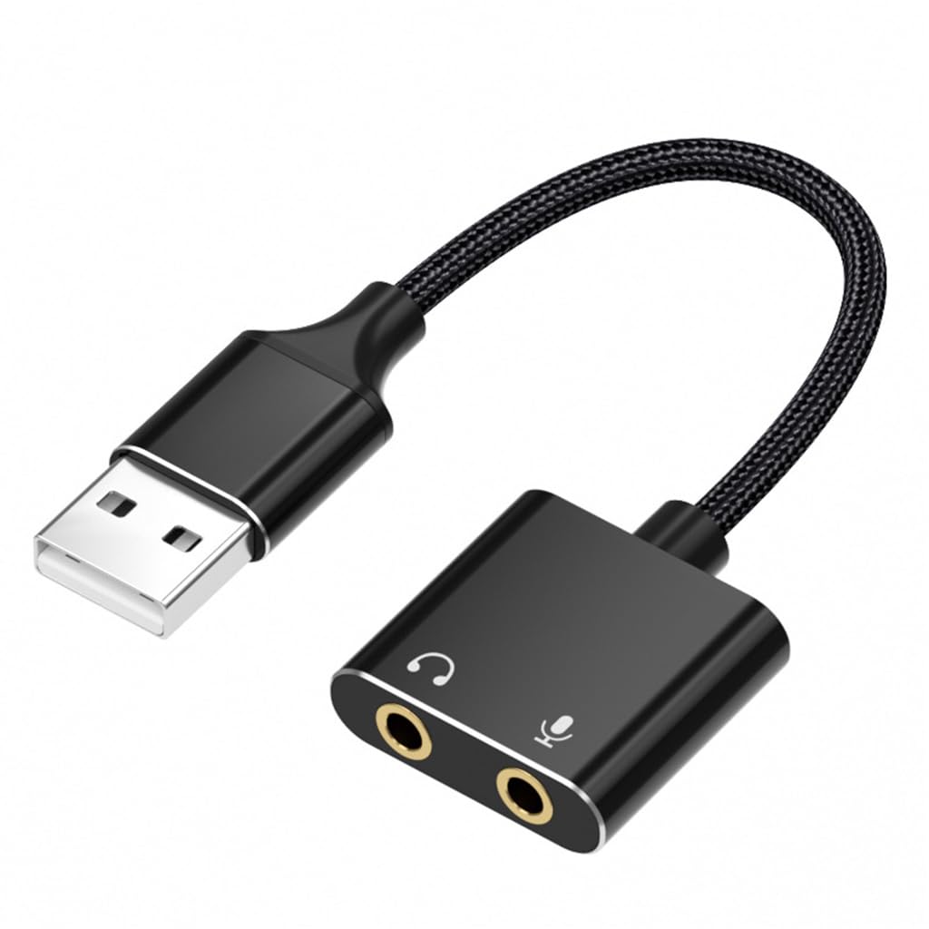 USB Sound Card to 3.5mm Jack Audio Adapter External Stereo Sound Adapter Splitter Converter for Windows, Mac, Linux, Laptop, PC, PS4, Headset - Plug & Play No Drivers Needed