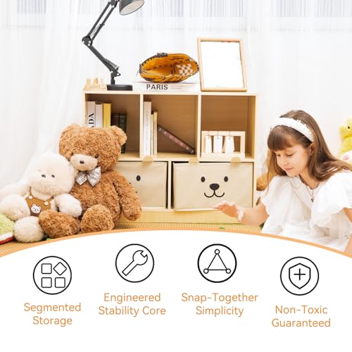 Montessori Shelf, Wooden Kids Storage Organizer for Toddlers, Burlywood - image 5