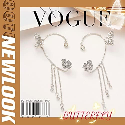 Zircon Butterfly Non-Piercing Ear Clip Women's Summer New Earrings - Foto 8