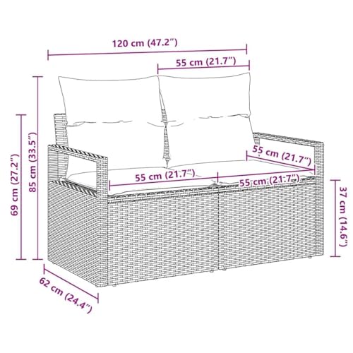 Canapé de jardin en polyrotin compact pour petits balcons structure acier stable