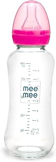 Mee Premium Glass Feeding Bottle, 240 Ml, Pink