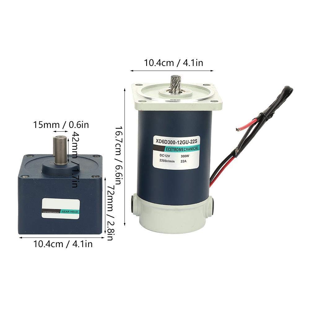 Permanent Magnet Motor, 12V 300W 4.5A 2200rpm 15mm Shaft High Torsion Permanent Magnet DC Geared Metal Gear Reducer Motor Compatible with Lifting Machinery (15RPM) Motor