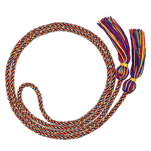Image of TecUnite Graduation Cords Honor 2026 Polyester Yarn Decorative 67 inch Long Garland Twist Ties with Tassels for Bachelor Gown Graduation(Rainbow)