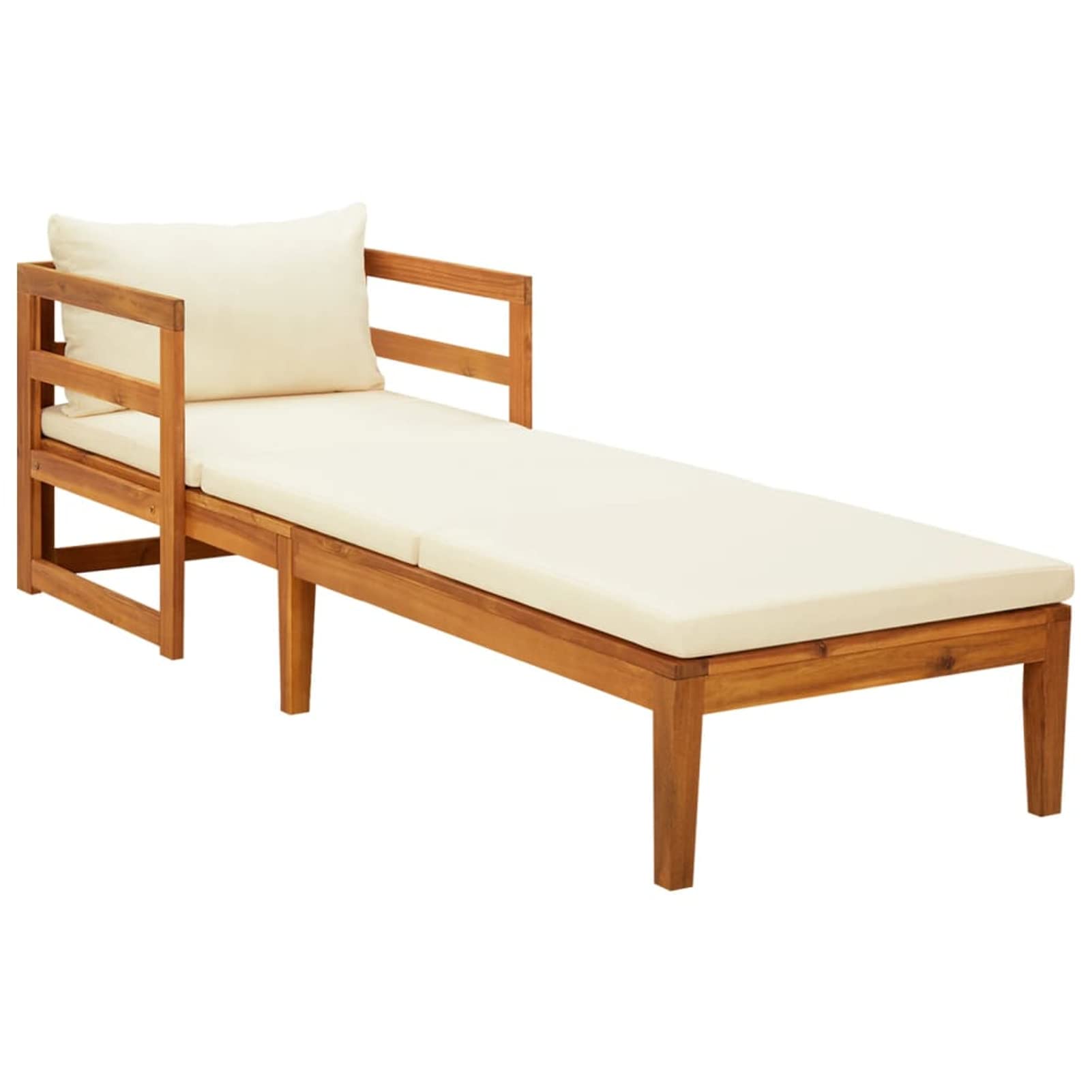 Camerina Tumbona con Cojines Crema Madera Maciza de Acacia Terraza Exterior Sillas De Jardin Exterior