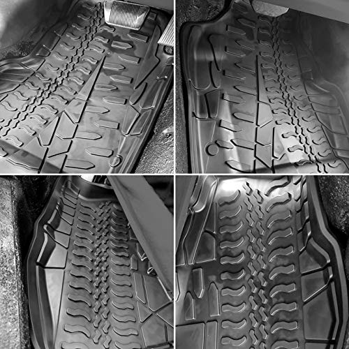 orealtrend Black Floor Mats Liners Replacement for Jeep Wrangler TJ 1997-2006 Heavy Duty All Weather Guard Front and Rear Car Carpet-Custom Fit-Tough Odorless - Thumbnail 6
