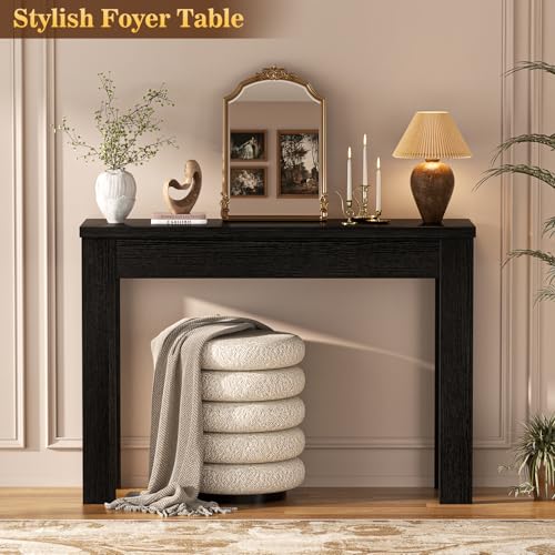 Image of Armocity Console Table, Small Farmhouse Wood Entryway Table, Sofa Tables Narrow Long Behind Couch, Entry Table for Entrance, Hallway, Living Room, 32 inch, Embossed Black