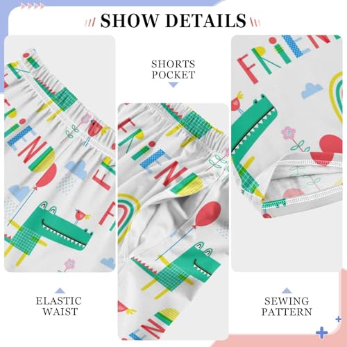 Crocodile Rainbow Balloon Boys Long Pants Soft Trousers Elastic Waist Kids Lounge Bottoms with Pockets S-XL4