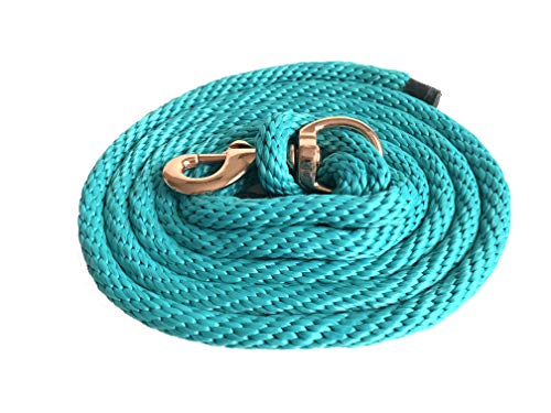 Majestic Ally Pack of 2 Solid Poly Lead Rope for Horses & Livestock – 10 Foot Long and 5/8 inch Thick - Replaceable Heavy-Duty Bolt Snap – Handmade – Soft, Broken in Feel (Turquoise)