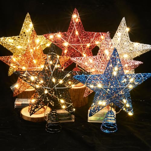 Estrella para árbol de Navidad Emopeak con 20 luces LED de bajo consumo e interiores 6