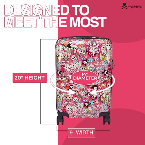 Tokidoki - Preppy Suitcase Carry-On 22 Inch Luggage – Double Spinner Wheels with 360 Degree Rotation – Cute Pink Suitcase for Girls4