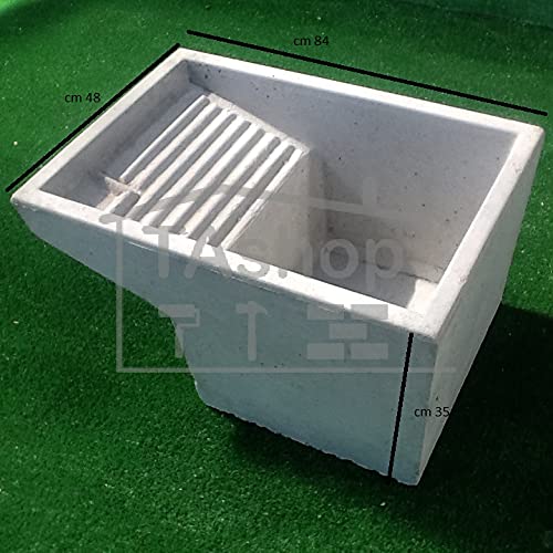 Vasca Da Lavanderia In Cemento Grigio - Pilozzo 60x55x29 Cm Per Lavaggio E Bucato - Foto 6