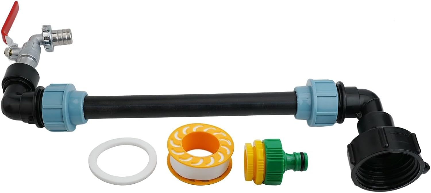 IBC Tote Adapter, IBC Hose Adapter, Brass Rain Bucket Spigot Kit, 3/4 "Outlet for Outdoor Plastic Bucket Rainwater Drum Gal Container Downspout Collector in Garden