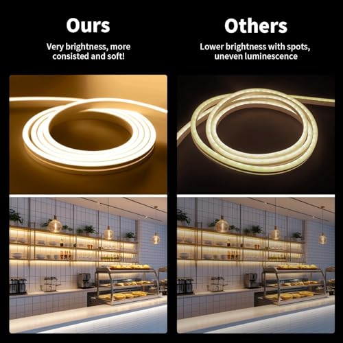 Image of Neon Strip Light, 13.1 feet, Flexible Silicone LED, IP65 Waterproof, with 12V Adaptor, for Bedroom, Gaming Room & Home Decor | 4 Meter | Warm White