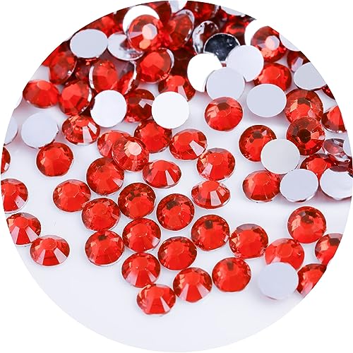 1440 Pcs SS20 5mm Flatback Rhinestones for Nails Art Crafts Glitter Round Gems Crystals DIY Clothes Shoes（Light Red)
