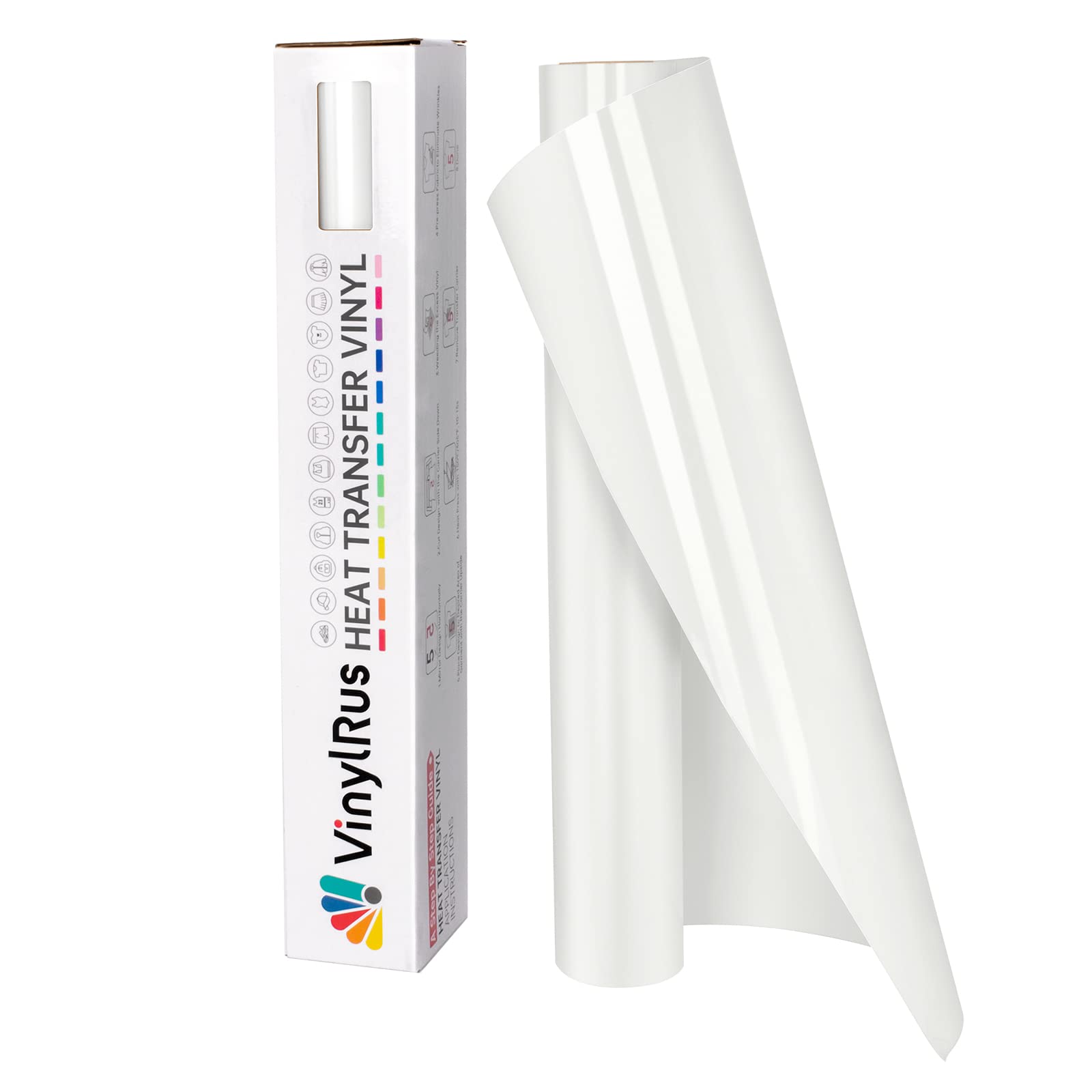 Amazon.com: VinylRus Heat Transfer Vinyl-12” x 8ft White Iron on Vinyl Roll  for Shirts, HTV Vinyl for Silhouette Cameo, Cricut, Easy to Cut & Weed