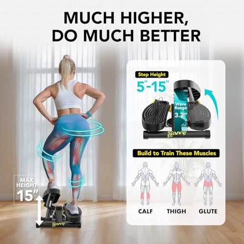 Image of ZIWWVY- Mini Twist Stepper, Stepper Machine with 330LBS Weight Capacity, Mini Stepper for Full Body Workout, Adjustable Step Height, Smooth and Quiet, Step Machine for Men Women