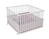 schardt laufgitter 100x100 aufbauanleitung Buche massiv weiß lackiert Schardt 02 015 00 02 001 1/739 Laufgitter Basic 100x100 cm weiß lackiert mit Stoffeinlage Ornaments grey