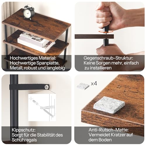 HOOBRO Vertikales Schuhregal, 8-lagiges Schuhregal, schmales Schuhablage, Schuhschrank, Schuhständer, Verdrehstruktur, für Eingang, Flur… – Ansicht 6