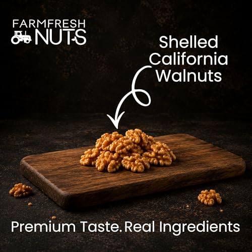Image of Raw Shelled California Walnuts Halves & Pieces (1 Lb.) - Compares to Organic Walnuts - Great Source of Omega 3 - Vegan & Keto Friendly - Farm Fresh Nuts Brand