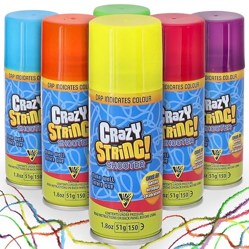Cepewa Lot de 6 sprays serpentins - 100 ml - 51 g - Rouge, bleu, rose, jaune, vert, violet - Mousse de fête - Décoration de fête multicolore