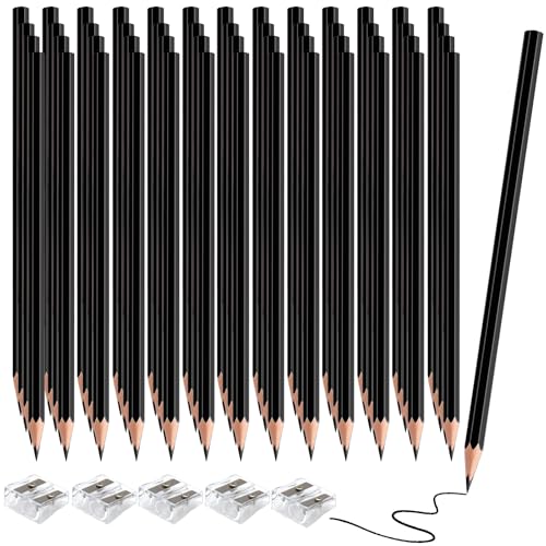 sqzrmdcg 60 Pack Bulk Black Colored Pencils for Kids Pre-sharpened Art Pencils Back to School Supplies Set Drawing Sketching Pencils for Students Teachers Classroom