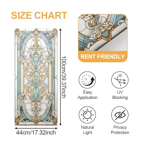 Image of Art Nouveau Stained Glass Window Film 17.32x39.37in Cling