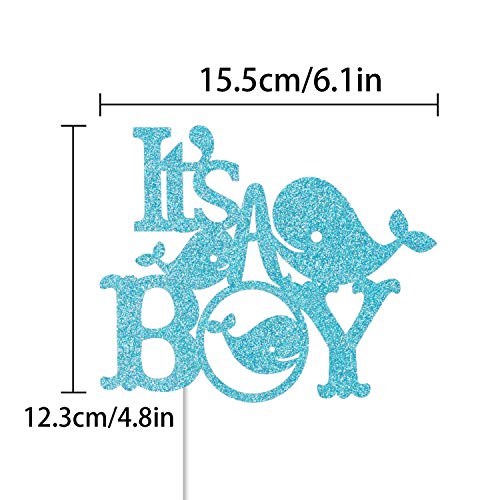Whale It's A Boy Cake Topper, Nautical Ocean Gender Reveal Baby Shower Party Decorations,Ahoy Boy Hello Baby Cake Decor #TOP1