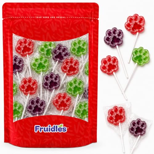 800-Count Paw Print Lollipops for Kids – Individually Wrapped Fruit Flavored Hard Candy Suckers, Birthday Party Favors and Goody Bag Fillers 8Gram - Pops