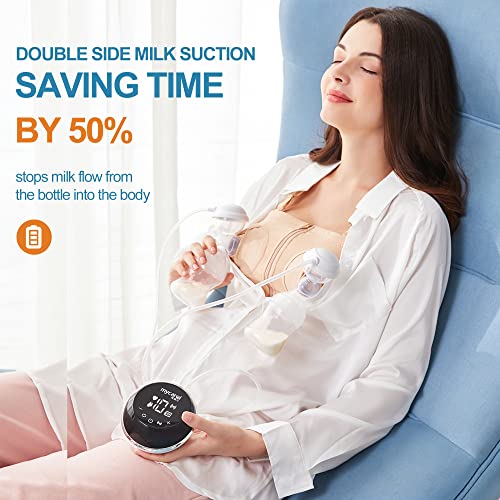 Acwiwil Double Portable Electric Breast Pump, Rechargeable Breast Feeding Pump With Led Touch Screen, 3 Modes Painless Quiet Nursing Pumps Of Strong Suction & Massage, Anti-Backflow - Clear #TOP5