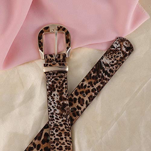 Cinto feminino de couro com estampa de leopardo da TENDYCOCOCO