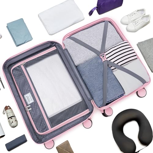 Image of LARVENDER Luggage Sets Carry On 5 Piece Set Suitcase Hardshell Expandable