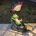 Solar Frog Garden Decor Outdoor Statue - Frogs Umbrella LED Waterproof Sculptures Lights, Patio Pathway Frog Figurine for Yard Decoration Lawn Ornament Gardening Gifts for Women Mom Grandma