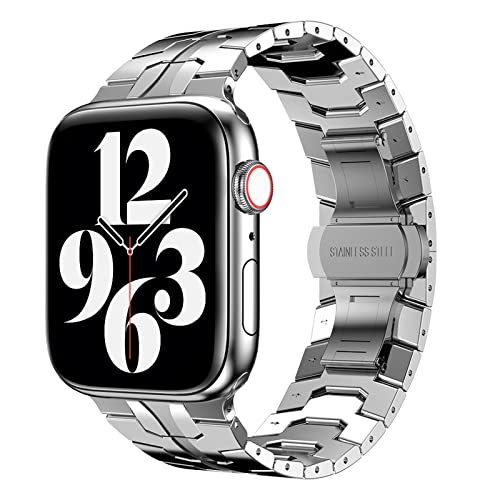 Bracelet en acier inoxydable anti-perte pour Apple Watch, fermoir pliable ultra sécurisé