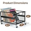 Playboda Metal Vinyl Record Storage Rack with Wheels, Holds Up to 100 Albums, Black, 19.3 x 14 x 12.4 inches #5