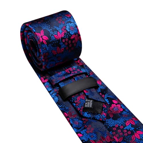 Image of Barry.Wang Men Tie Set Floral Paisley Silk Necktie Pocket Square Cufflinks Formal Wedding Party Business