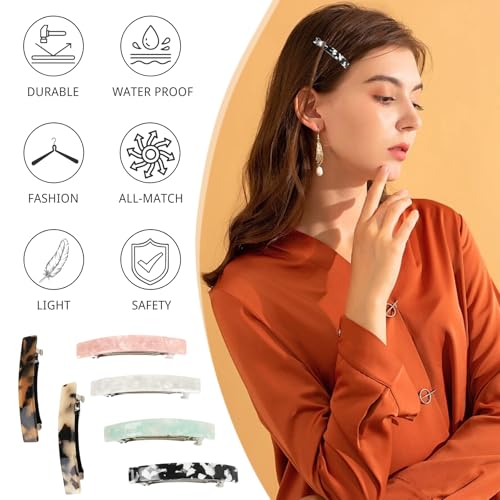 KEYRI 6 Stück Haarspangen Französische Haarspangen Automatischer Französische Haarspange Volumenclip French Barrette Clip Bunte Haarspangens Hair Clip für Mädchen und Frauen (Sechs Farben, Serie B)