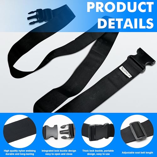 Image of OTICA Wheelchair Safety Strap Seat Belt, Adjustable Length - Black Anti-Slip and Anti-Fall Wheelchair Fixation Belt, Extra Long Size-Suitable for Obese People (Buckel belt)