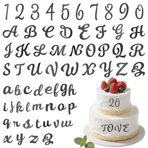Lot de 64 lettres de décoration de gâteau, lettres pour gâteau, chiffres en acrylique de 0 à 9, personnalisables, lettres de A à Z, décoration de...