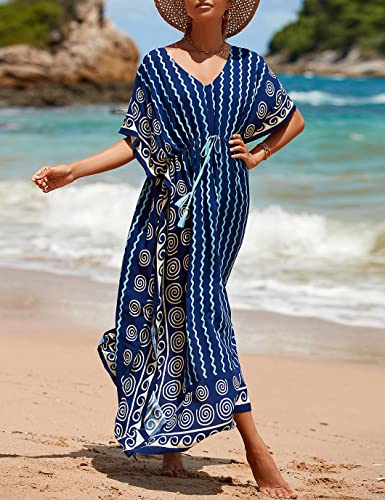 Image of Eddoyee Loose Beach Kaftan Dresses for Women Caftan Swimsuit Cover Up