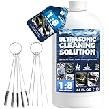 Makes 2.2 Gallons Concentrated Ultrasonic Cleaner Solution - Safe for All Metals Ultrasonic Carburetor Cleaner, Ultrasonic Cleaning Solution for Engine Parts, Removes Dirt & Grease (32 Ounces)