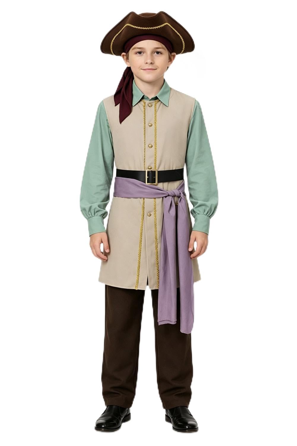Kapitän Uniform mit Hut Kopftuch Mittelalterliches Piraten Outfit | Halloween Kostüm, Piraten Verkleidung, Party Outfit, Mittelalter Set