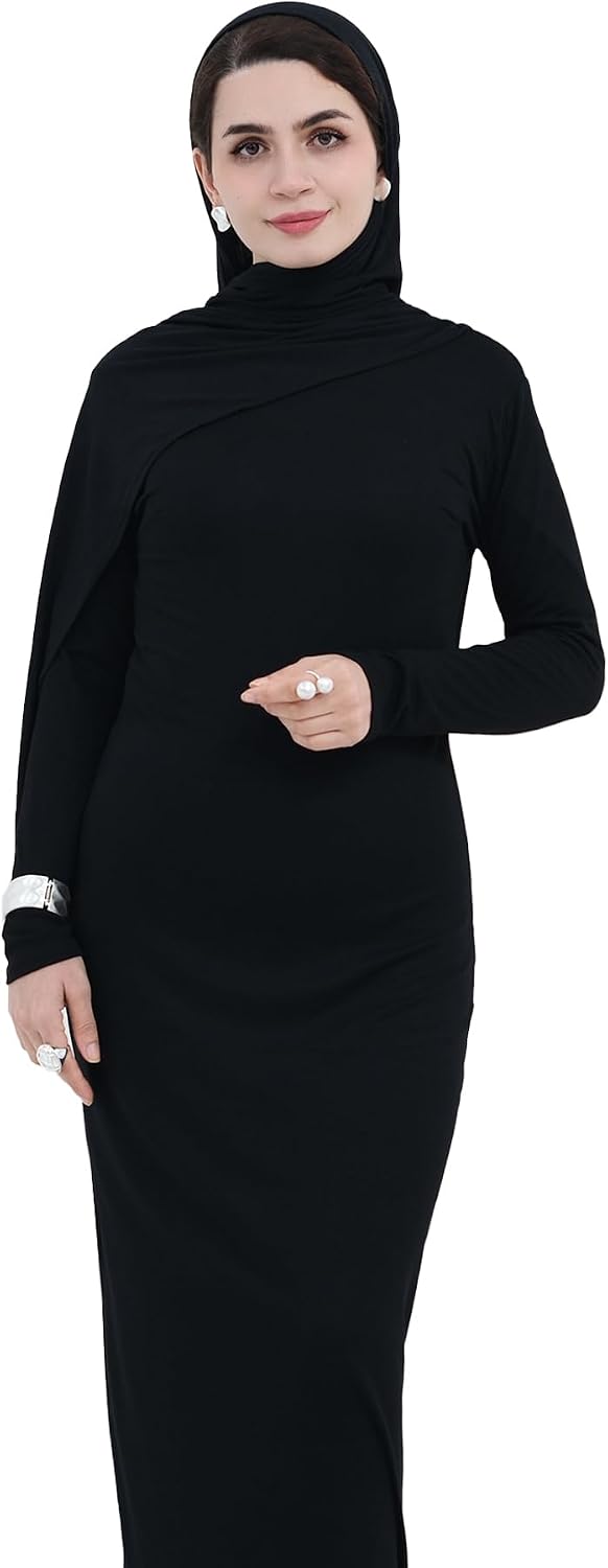khalat Muslim Abaya Dress for Women Soft Slim Elastic Prayer Clothing Multiple Colors Islamic Modest Basic Abaya Dress