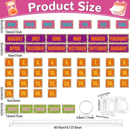 Image of Naozinebi Confetti Calendar Bulletin Board Set Colorful Dot Flip Calendar with Holder Confetti Classroom Decoration with 54 Date Cards Adjustable Calendar Holder for Classroom Home Decor Supplies